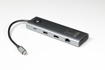 modern multifunctional adaptor or multiport docking station provide multi type of input output port...