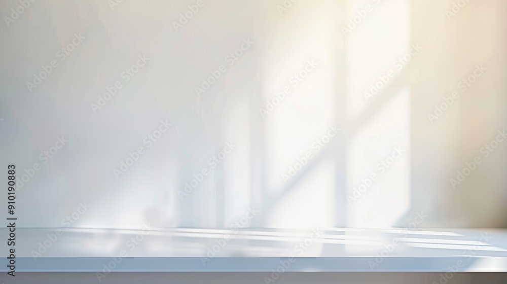 Poster abstract white studio background ideal for product presentation, featuring shadows from windows to c