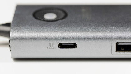 USB Type-C with PD (Power Delivery) port on on docking station of new model premium notebook computer.