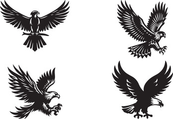 American eagle bundle with vector silhouette art of illustration.
