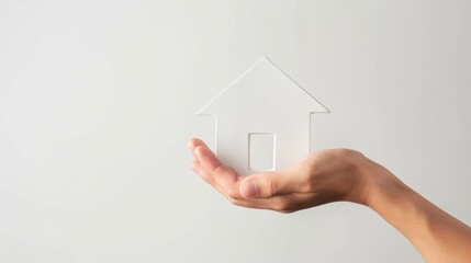 Naklejka premium A hand holding a house icon, representing real estate
