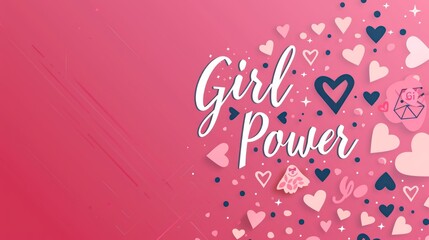 A motivational "Girl Power" background with stars, hearts, and bold typography