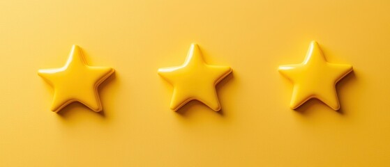 Obraz premium Five-star customer satisfaction and quality control feedback, yellow background