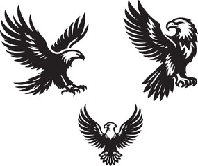 American eagle bundle with vector silhouette art of illustration.