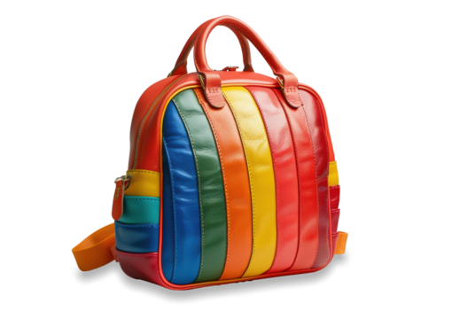 Colorful Striped Backpack on Transparent Background