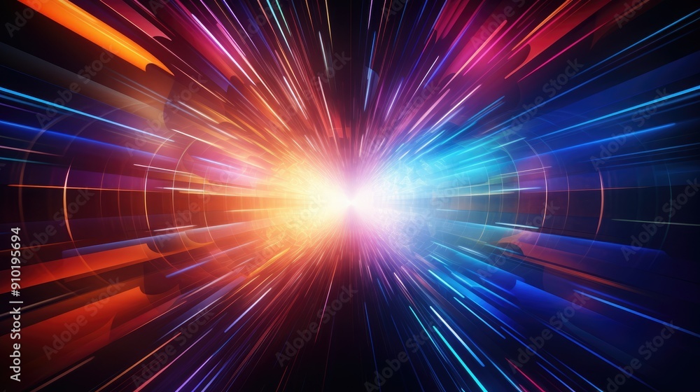 Poster futuristic abstract tunnel virtual digital backgrounds, illustrating the transformative power of 5g 