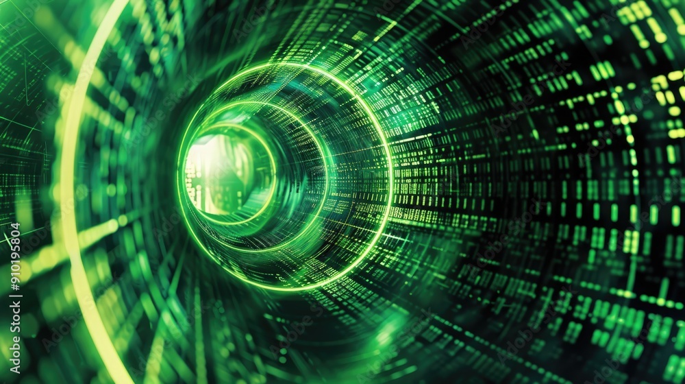 Poster futuristic abstract tunnel virtual digital backgrounds, illustrating the transformative power of 5g 