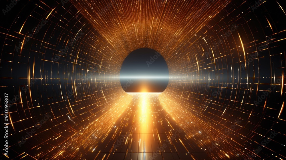 Poster futuristic abstract tunnel virtual digital backgrounds, illustrating the transformative power of 5g 