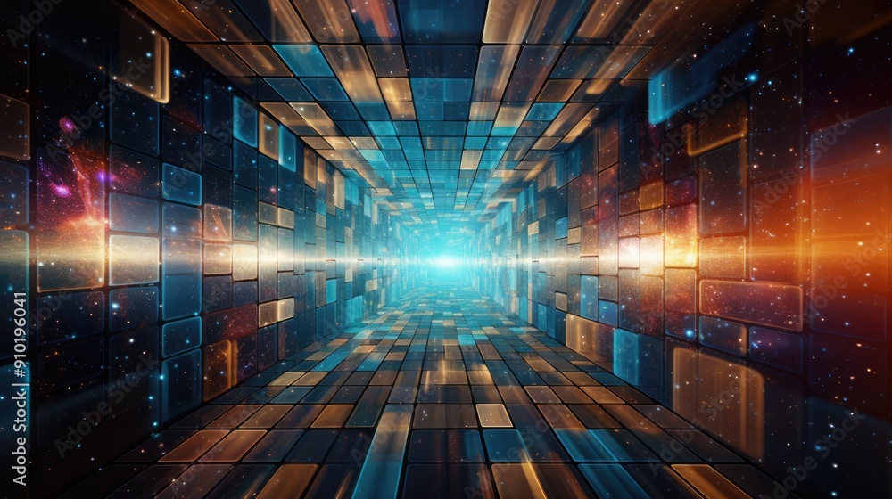 Poster futuristic abstract tunnel virtual backgrounds,, generative ai