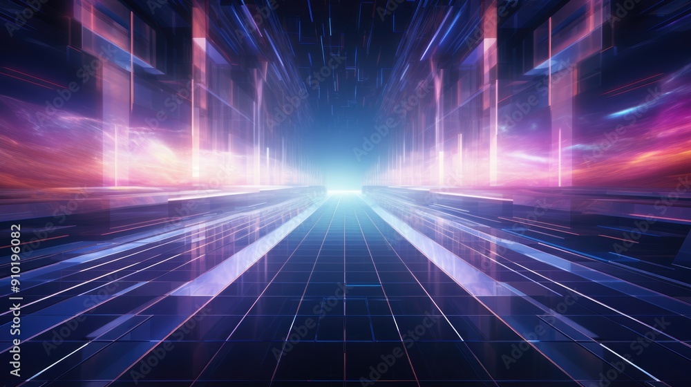 Poster futuristic abstract tunnel virtual backgrounds,, generative ai