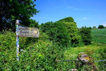 Rustic Public Footpath Sign for Empacombe abd Cremyll Ferry Cornwall England