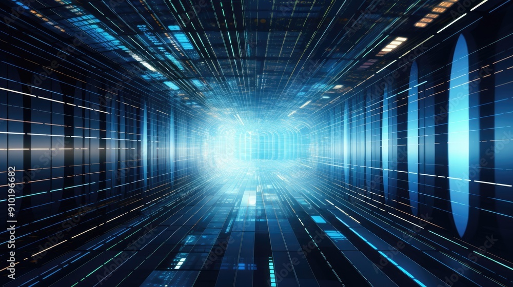 Poster futuristic abstract tunnel backgrounds, designed to symbolize innovation and the ever-expanding hori