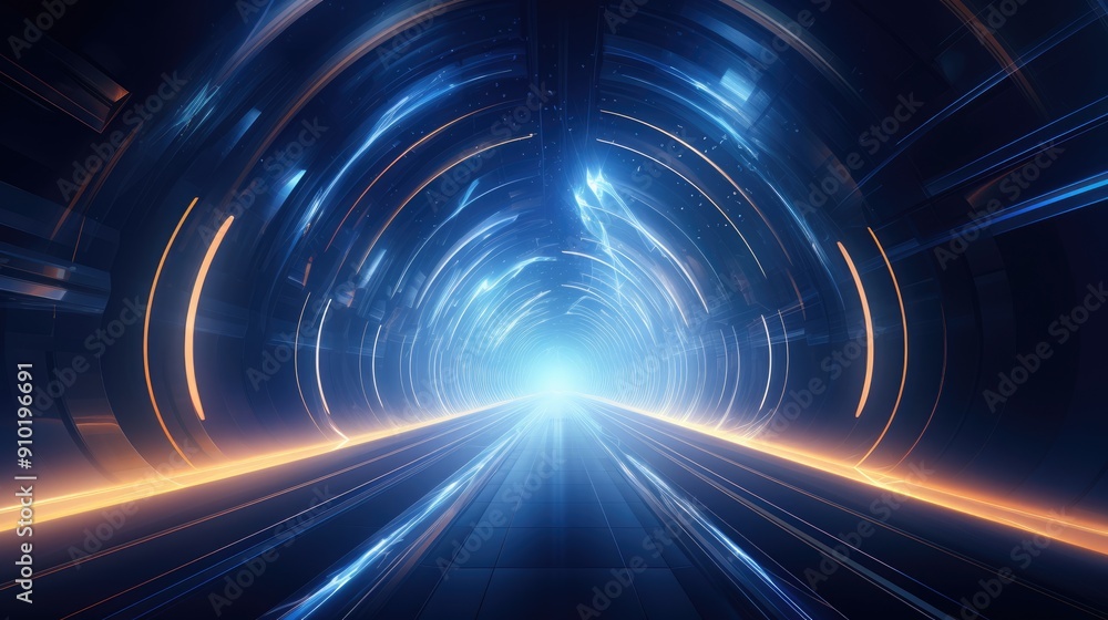 Poster futuristic abstract tunnel backgrounds, designed to symbolize innovation and the ever-expanding hori