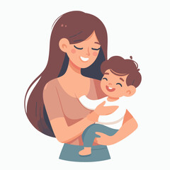Obraz premium Mother and kid. Pregnant woman, mom play with son, hold baby, hug daughter and read book. Happy mothers day