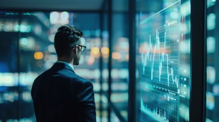 Fototapeta premium A focused broker presenting a comprehensive analysis of office spaces and their potential for capital appreciation.