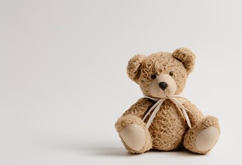 Obraz premium Brown teddy bear isolated on white with copy space