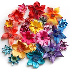 Vibrant circular pattern of paper flowers, ideal for celebratory events..
