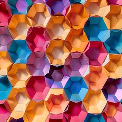 A bright display of paper hexagons forming a honeycomb pattern for festive settings..