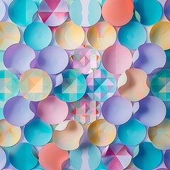 A vivid display of delicate paper circles and diamonds in a checkerboard layout for holiday decor..