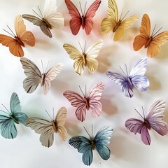 A delightful pattern of colorful paper butterflies, creating a lively flying design for festive settings..