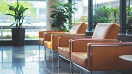 Fototapeta premium Comfortable seating area in a bankâ€™s waiting area.