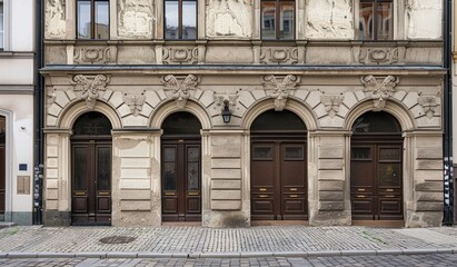 Obraz premium Facade of Classic Building., Traditional Building Front View