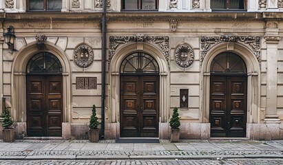 Obraz premium Facade of Classic Building., Traditional Building Front View