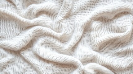 Fototapeta premium Close-up of white jersey fabric texture with visible knit pattern, perfect for backgrounds and textiles