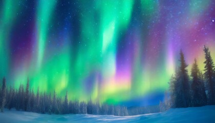 幻想的なオーロラの風景