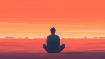Silhouette of a person meditating against a vibrant sunset.  The image evokes a sense of peace, tranquility, and introspection.