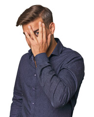 Young Caucasian man in studio