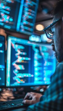 Close-Up Detailed Shots of Developers Coding in Python, JavaScript, and Java for Software Projects