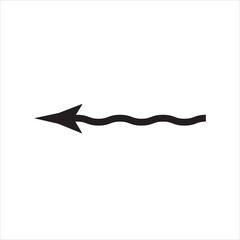 Thin long wavy twisty arrow. Winding curved arrow. Vector illustration. EPS 10/Ai
