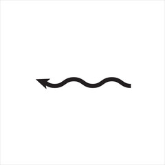 Thin long wavy twisty arrow. Winding curved arrow. Vector illustration. EPS 10/Ai