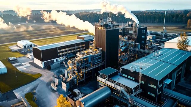 A high-tech biomass power plant equipped with automated feedstock processing