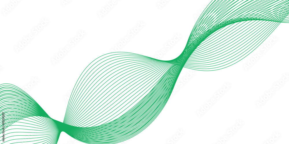 Poster abstract green wavy lines isolated on a transparent background. stylized line art background. vector