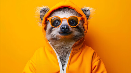 Cute Sloth Wearing Sunglasses And A Hoodie Illustration