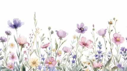 Illustration of wild field flowers in full bloom