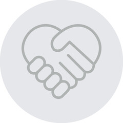 Heart with hand Vector Line Grey Circle Grey