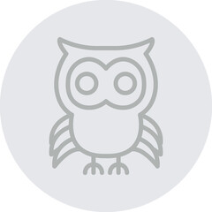 Owl Vector Line Grey Circle Grey