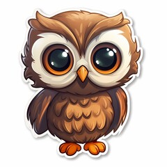 Fototapeta premium Cute owl illustration with big eyes, ideal for various decorative and commercial uses.