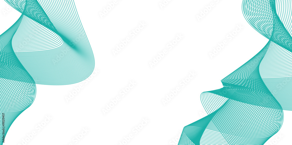 Aufkleber abstract vector background with green wavy lines. green wave background. design element for technolo