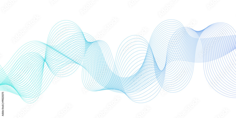 Poster Smooth wave abstract vector background with shadow. background image with dynamic curves.Abstract blue futuristic blend waves lines technology background and sound wave lines on white background.	