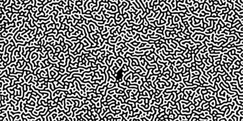 Turing reaction diffusion monochrome seamless pattern with chaotic motion. Linear design with biological shapes. Organic lines in Memphis. abstract truing organic wallpaper background.	
