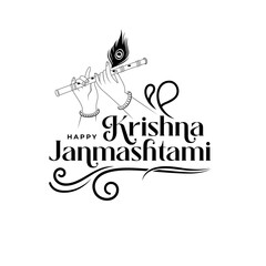 Happy Krishna Janmashtami Typography Design Vector Illustration © BappiDeb