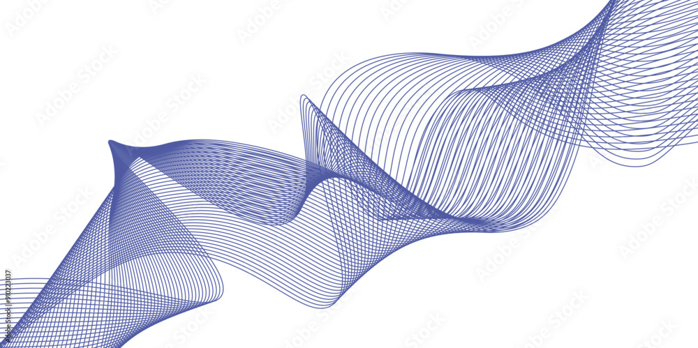 Poster abstract green wavy lines isolated on a transparent background. stylized line art background. vector
