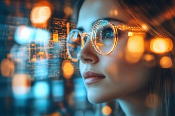 Embracing Neurodiversity in Tech: Close-Up Innovation in the Futuristic Tech Hub with Double Exposure Effects