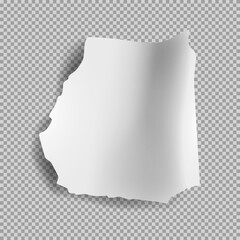 Realistic torn paper sheet. Ripped sheet of paper. Scrapbook edge, notebook tear or blank page.