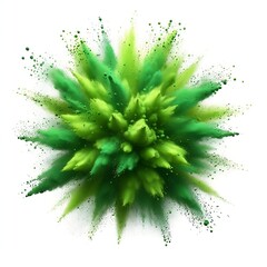 Light green powder explosion isolated on white background. Abstract burst of colored dust particles. Design for poster, wallpaper, banner
