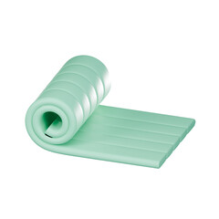 yoga mat 3d icon isolated on transparent background, 3d rendering, 3d fitness icon